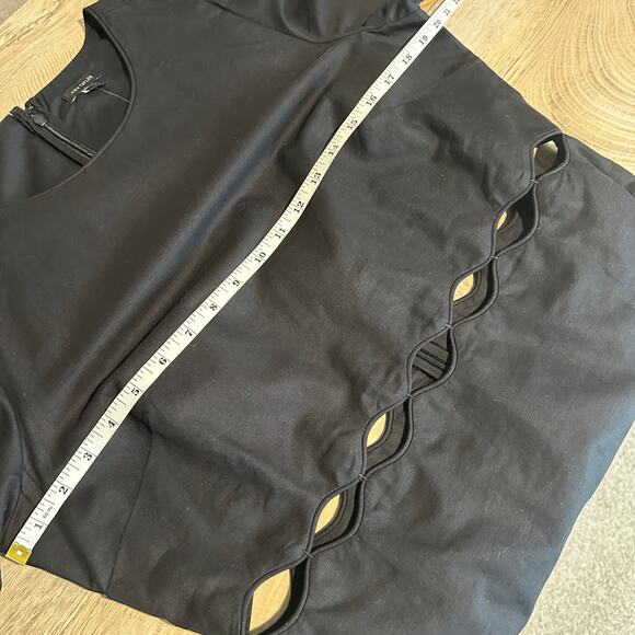 Ann Taylor Scalloped Cotton Linen Cut Out Dress Black 12 NEW - Picture 13 of 15